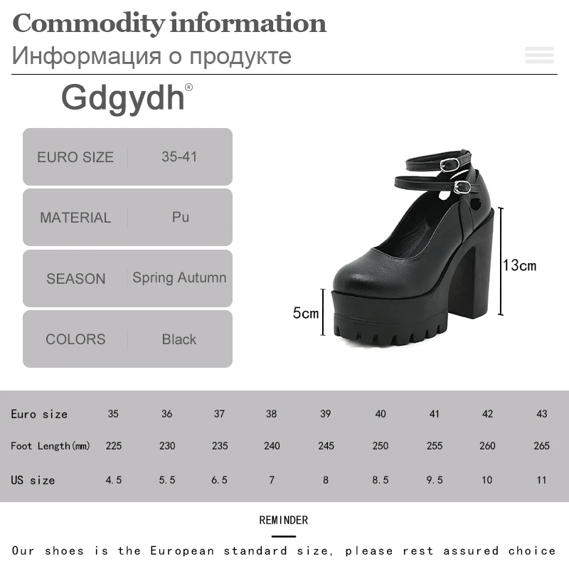 Gdgydh Womens Platform Mary Jane Ankle Strap Chunky Heels Shoes Buckle Strap Hollow Out Knight Party High Heels Pumps