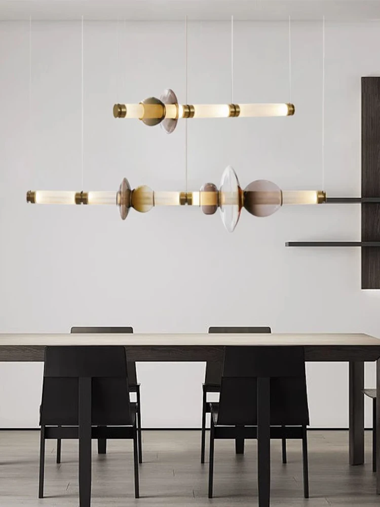 Современная витражная люстра AiPaiTe с длинной полосой стеклянная лампа для