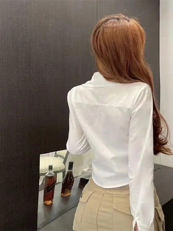 Модные короткие рубашки Женская одежда Рубашка с длинными рукавами для женщин