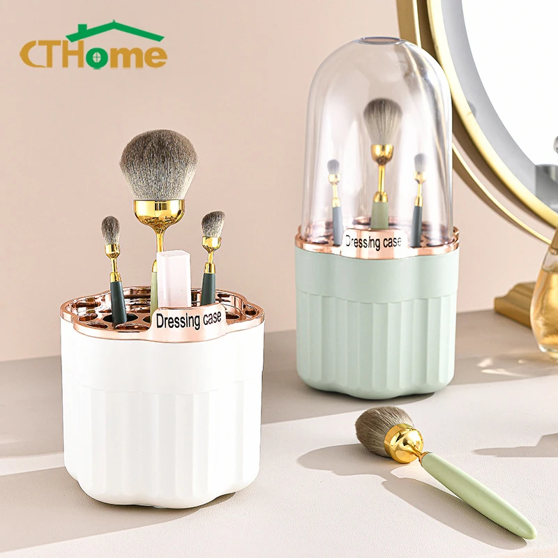 

360° Rotating Makeup Brush Storage Canister Desktop Storage Rack Lipstick Eyebrow Pencil Holder Eye Shadow Cosmetic Organizer