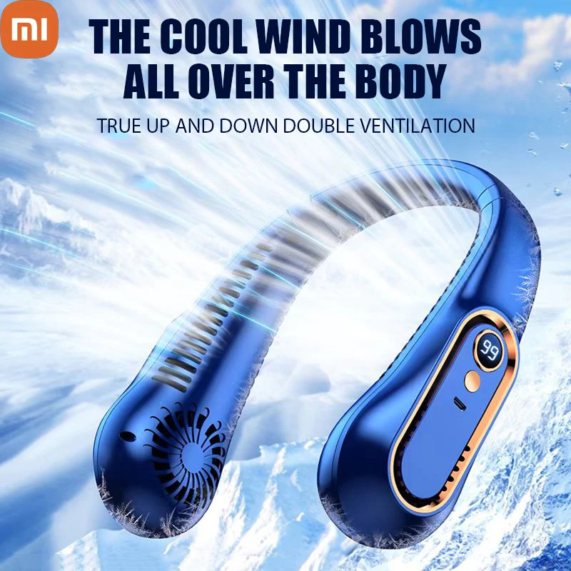 

Портативный мини-вентилятор на шею без лопасти с шейным ободом, электрический вентилятор с цифровым дисплеем и зарядкой от USB