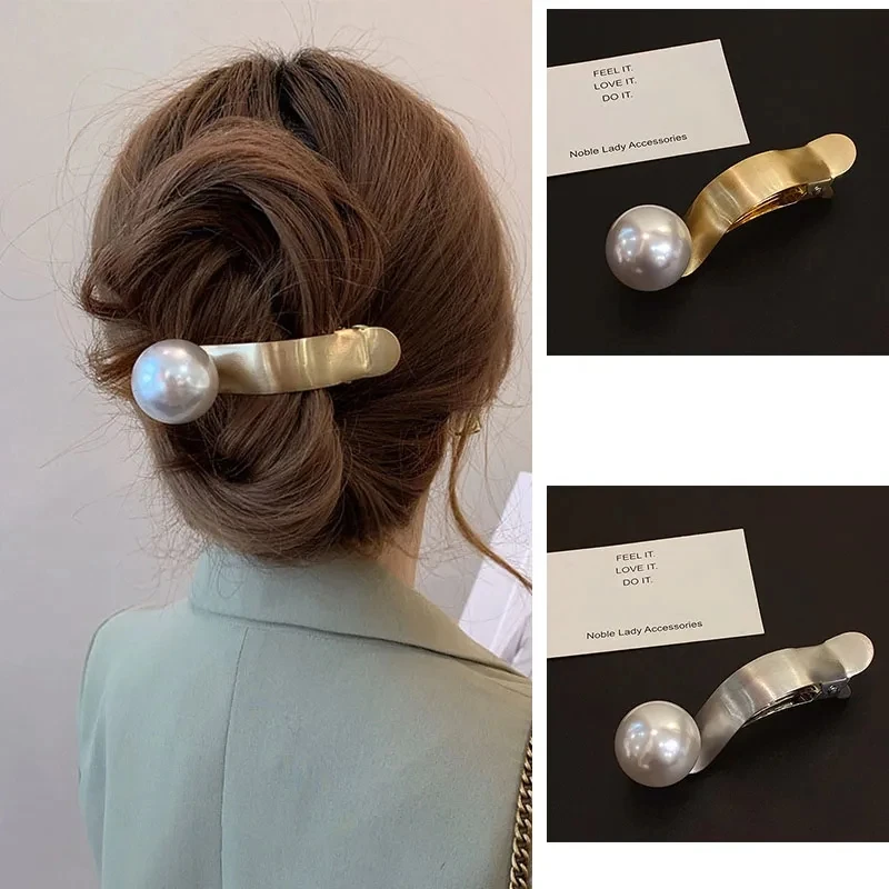 

Fashion Metal Pearl Hair Clip Temperament Duckbill Grip Clip Hairpin Hair Styling Tools Women Girls Hair Accessories Barrette