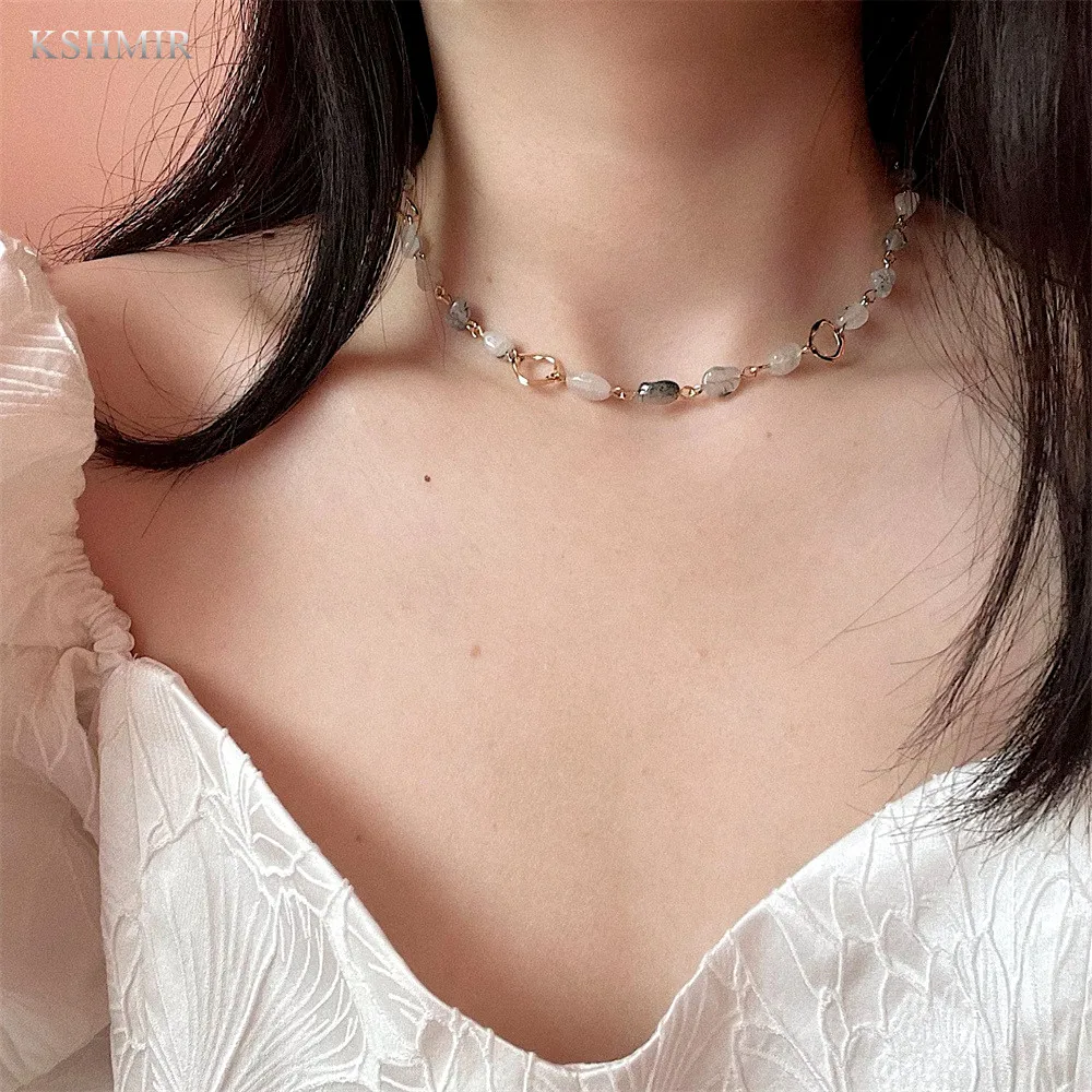 

colar feminino jewellery vintage accessories for women Natural stone ink art clavicle chain new fashion necklace for women