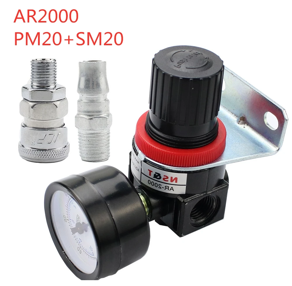 

Регулятор давления воздуха AR2000, 1/4 дюйма, регулируемый компрессор, насос, газовая обработка, унитенс, с регулируемым манометром