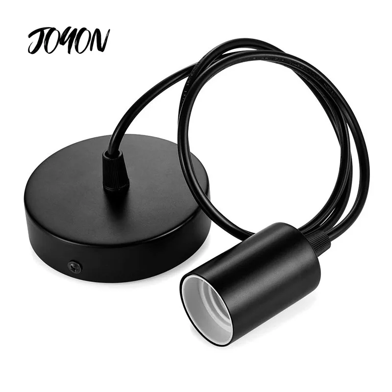 

E27 Screw Head Lamp Holder with Wire Retro Chandelier Accessories Black White with 1m Hanging Wire Set Restaurant Chandelier