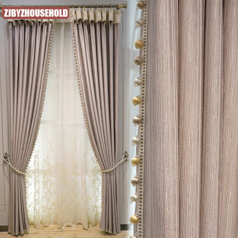

Французские жаккардовые шторы для гостиной, спальни, стандартные скандинавские современные высокоточные однотонные минималистичные розовые шторы для девушек