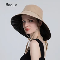 summer big brim neck protection sun cap for women ladies hats and caps girl travel beach wide brim visor bucket hat ponytail cap