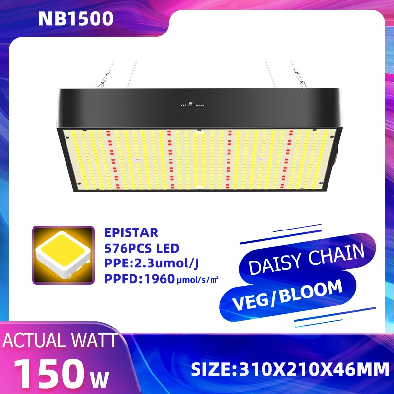 Full Spectrum 1000w 1500w 576pcs Leds High Ppfd Phytolamp With Veg/bloom Switch And Daisy Chain Function