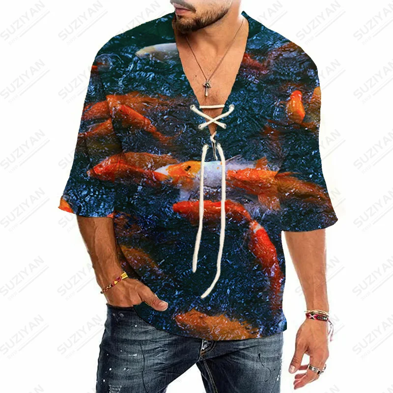 

Formal Men Clothes Cotton And Linen Shirt Fit Street Knot Wear Fashion V Neck Beautiful Patterns Short-Sleeved Shirts For Men