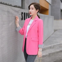 womens blazer pink new loose fashion korean female student all match suit jacket yellow female spring and autumn black blouser