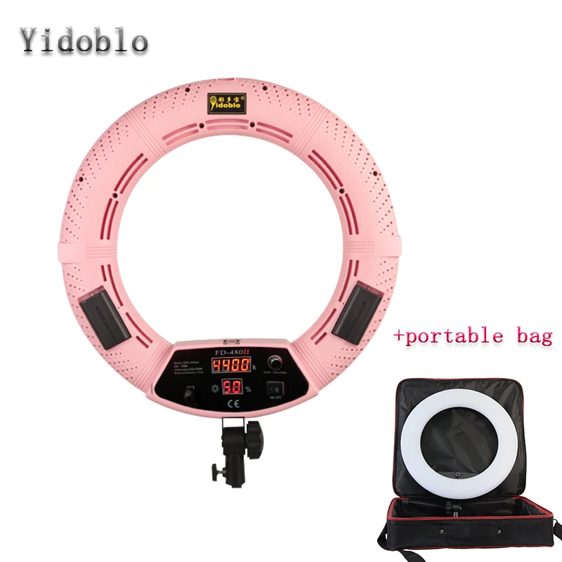 

Yidoblo FD-480II Pink Bi-color Studio Ring Light With Bag LED Video Light Lamp Photographic Macro Lighting 5500K 480LED Lights