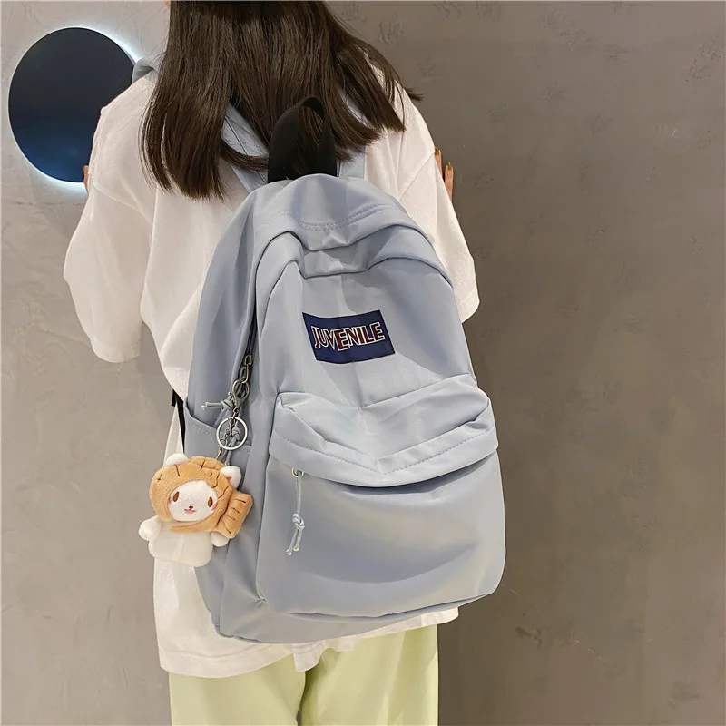 Women School Backpack Solid Nylon Bagpack Female Travel Ruck