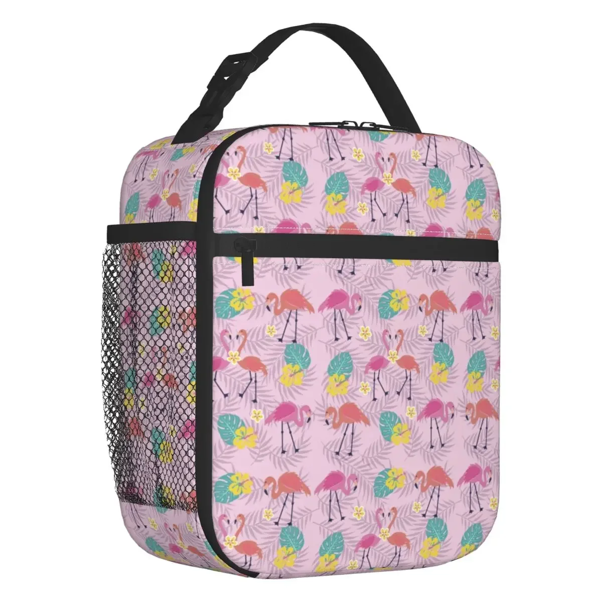 

Custom Summer Tropical Flamingo Lunch Bag Women Cooler Warm Insulated Lunch Box for Kids School Children
