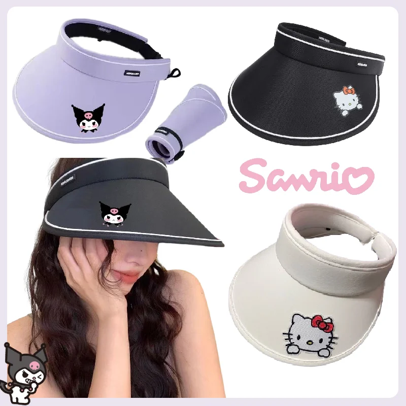 

Sanrio Hello Kitty Kuromi Sun Hat Cartoon Cute Outdoor Sun Protection Breathable Baseball Cap Ice Silk Large Brim Empty Top Hat