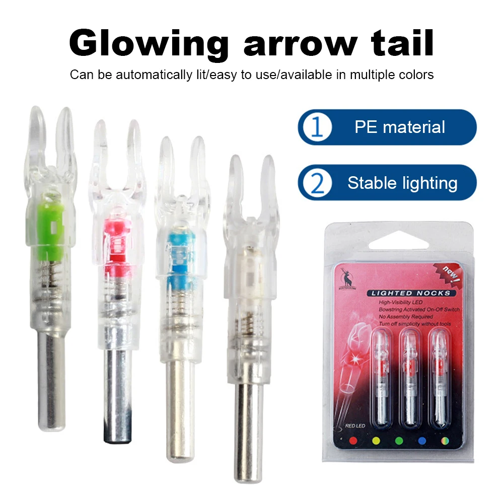 

3 Pcs Luminous Arrow Tail Nocks Hunting Shooting Accessories LED Automatically Lighted Arrows Nock Fit 6.2mm Arrow Shaft