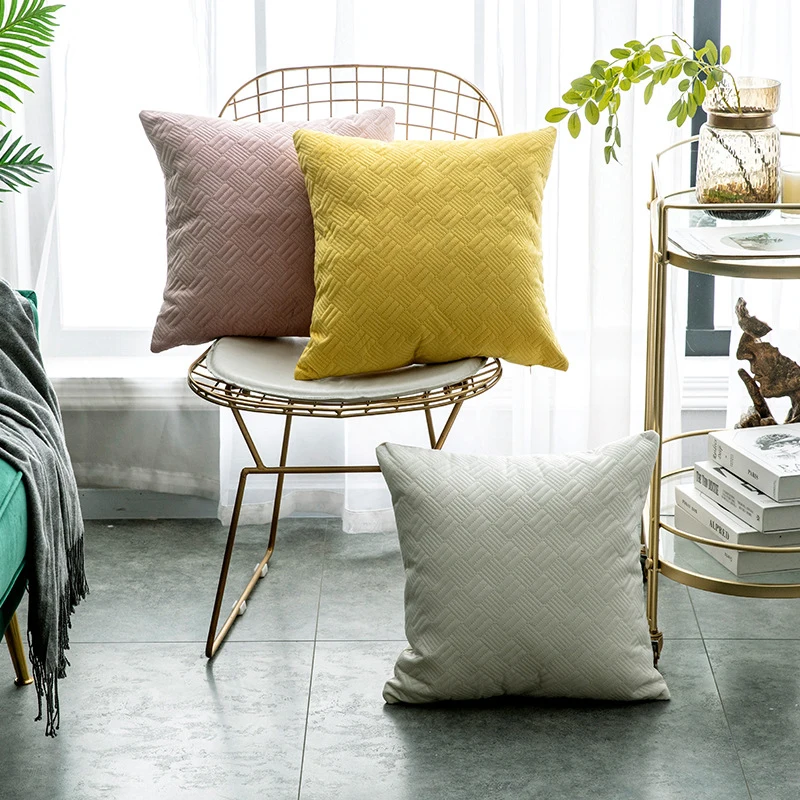 

1PC Solid Color Pillowcase Soft Velvet Pillowcase Comfortable Cushion Cover Nordic Style Waist Cover Solid Color Home Textile