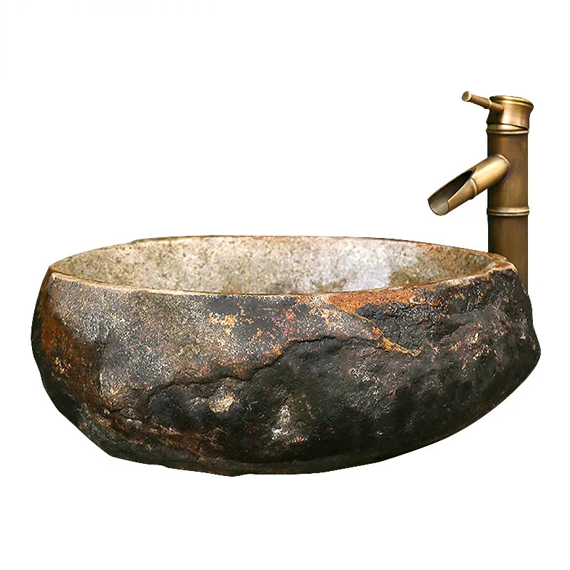 NatuBathroom-lavabo de piedra Natural para el hogar, accesorios para el baño, Piedra...