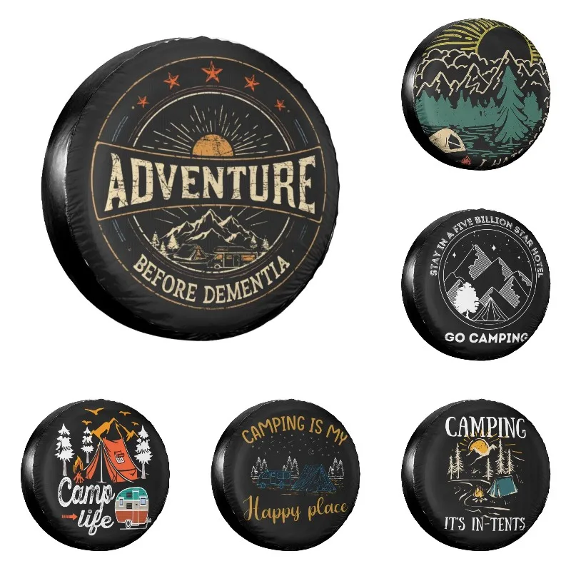 

Funny Adventure Camper Travel Spare Wheel Tire Cover for Jeep Honda Mountain Dust-Proof Vehicle Accessories 14-17Inch