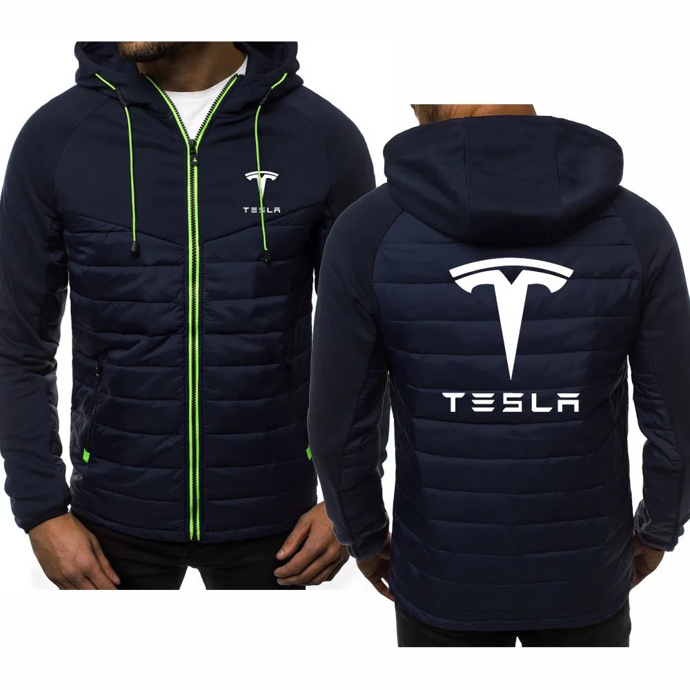 

Мужская толстовка с капюшоном Tesla Motors, Повседневная Толстовка с длинным рукавом и принтом логотипа, мужская куртка на молнии, Мужская одежда...