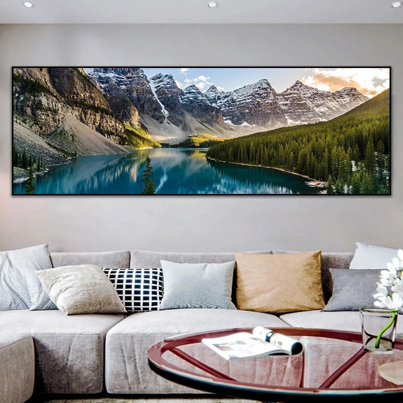 

Пейзаж Озерный лес камень Горный пейзаж Природный холст живопись плакаты и принты для гостиной стены домашний Декор без рамки