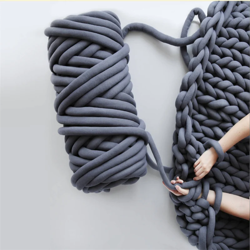 

1KG Super Thick Chunky Yarn Cotton Tube Soft Giant Spin Yarn Washable Knitting Woven Basket Carpets DIY Arm Hand-knit Blanket