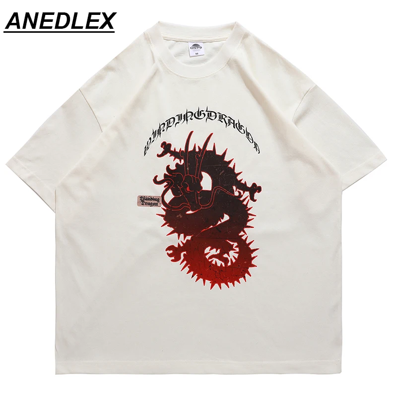 

Hip Hop Men Tshirt Streetwear Chinese Dragon Printed T-Shirt 2022 summer Harajuku Casual T-shirt Short Sleeve Cotton Tops Tees