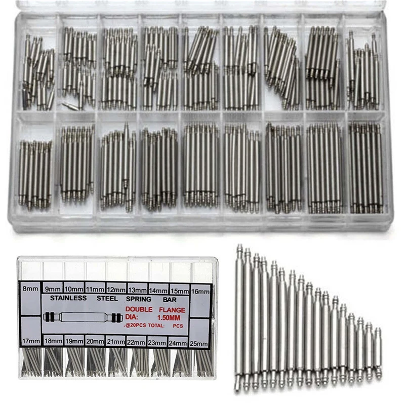 

Stainless Steel Semi-steel Raw Ear Needles / Raw Ear Plugs Watch Ear Spring Bar Watch Shaft Strap Accessories 1 Pack = 360Pcs