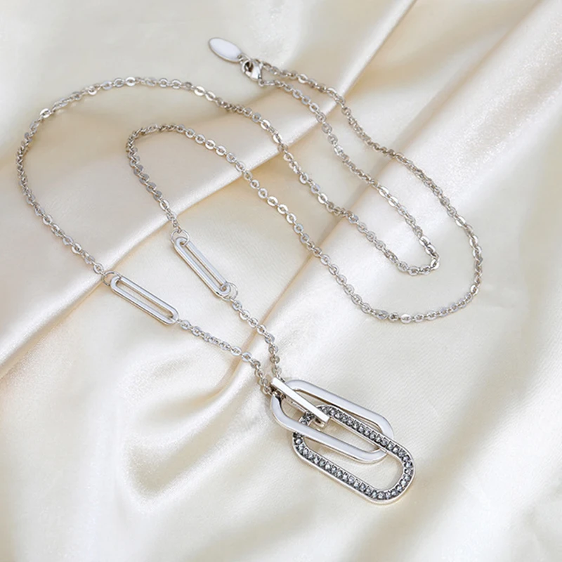 Осенняя подвеска в виде двух колец длинное простое корейское ожерелье женское