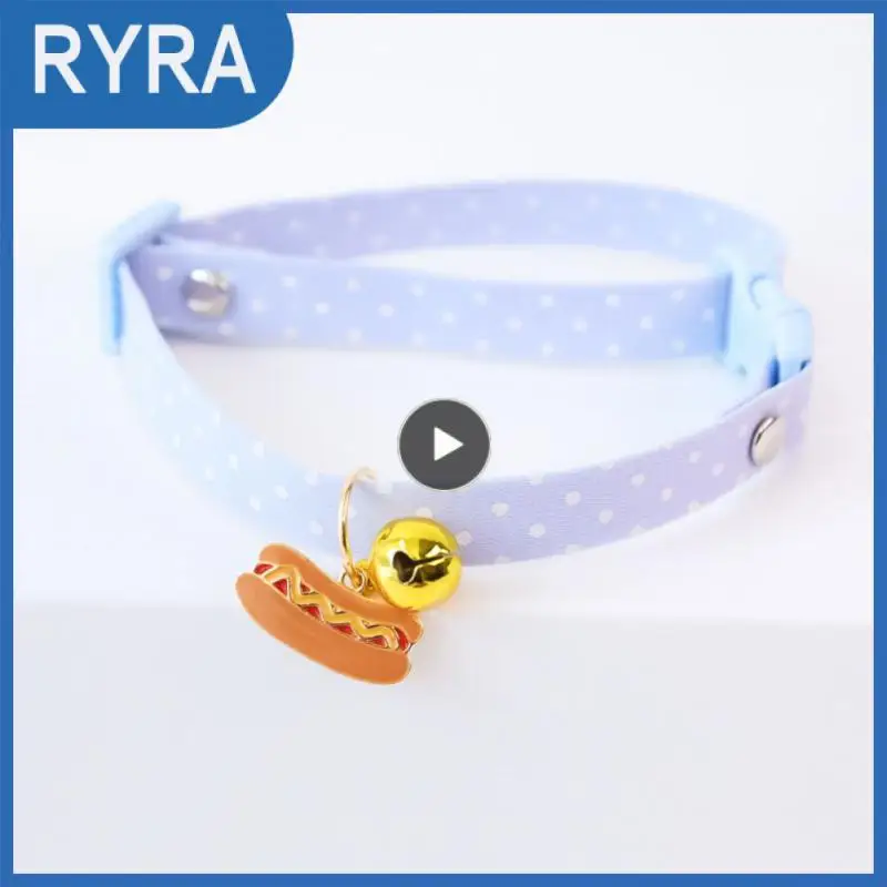 

Adjustable Pet Cat Collar Kitty Necklace With Bell Cartoon Milk Tea Pendant Funny Puppy Chihuahua Teddy Collars Dog Supplies
