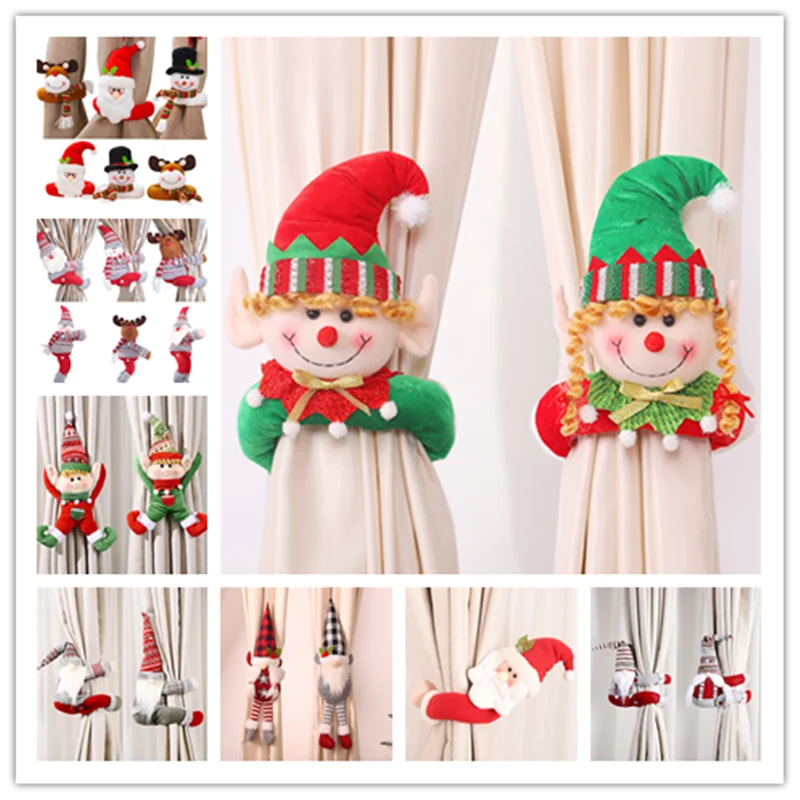 

Новый год 2022, рождественские занавески с Санта Клаусом, рождественские украшения для дома, рождественские украшения