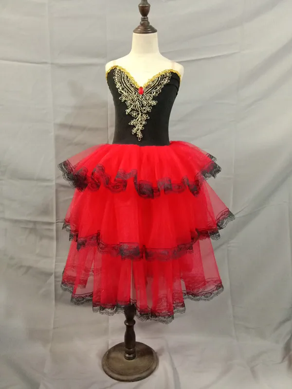 New Professional Ballet Dress Black Red Girls Swan Ballet Costumes Kid Child Giselle Ballet Tutu Ballerina Modern Dancing Dress