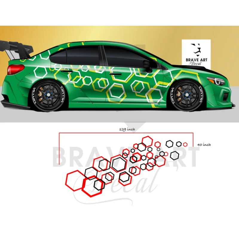 

Stickers Car Side Stickers Honeycomb Rhombus Hexagon Style Matrix Camo Style Sticker (4 pcs)