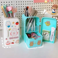 desk organizer refrigerator pen holder student storage tube pencil case stickers sweet multifunctional pencil case