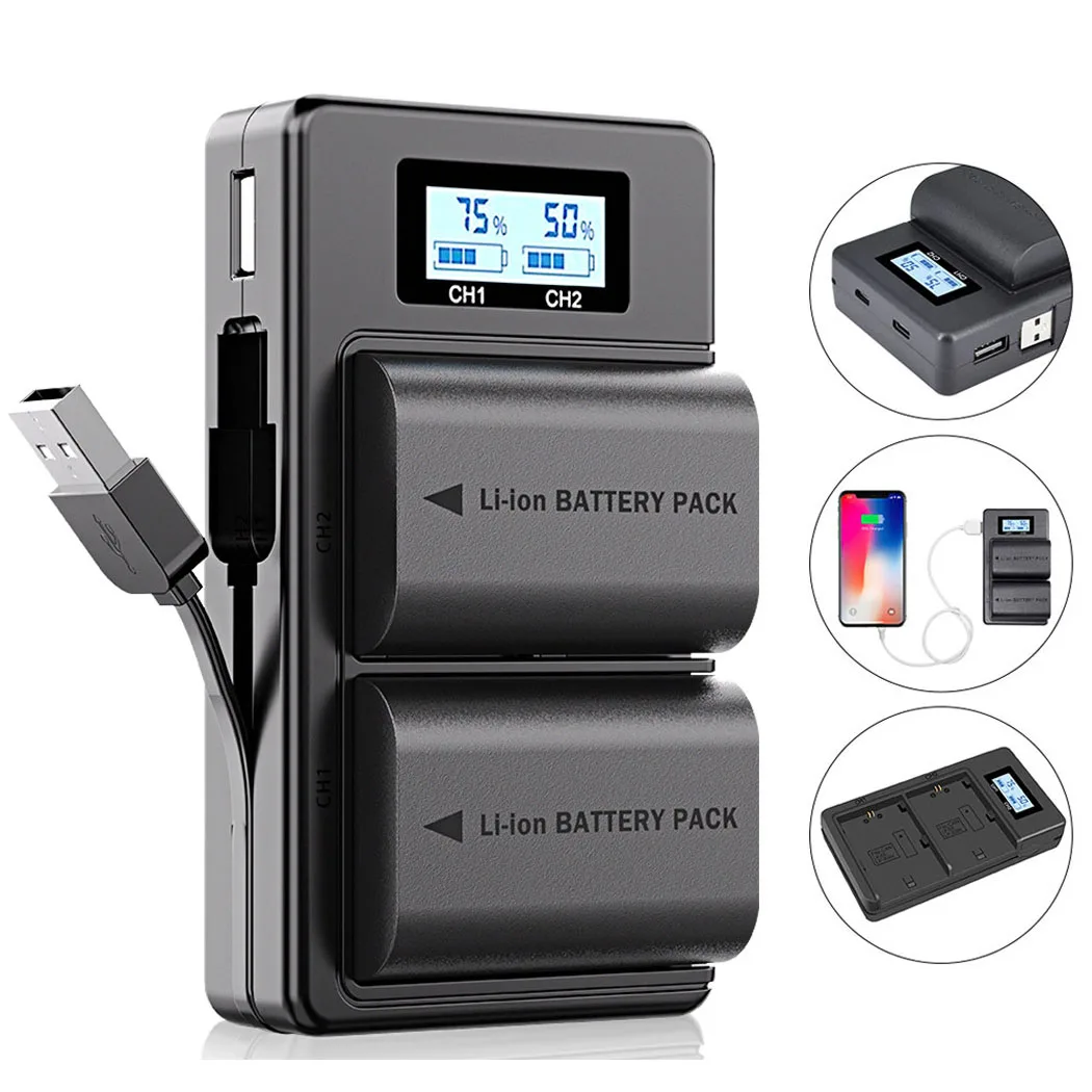 

2000mAh LPE6 LP-E6 Battery + LCD Dual Charger For Canon EOS 5DS R 5D Mark II 5D Mark III 6D 7D 70D 60D 80D 90D EOS 5DS R Camera
