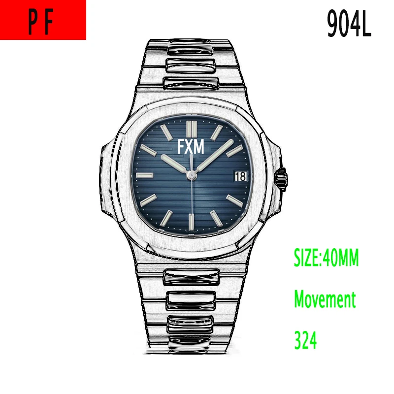 

Men's Watch PF Factory A324 High Quality Movement 904L Sapphire Dial Folding Buckle Trend Must-Have