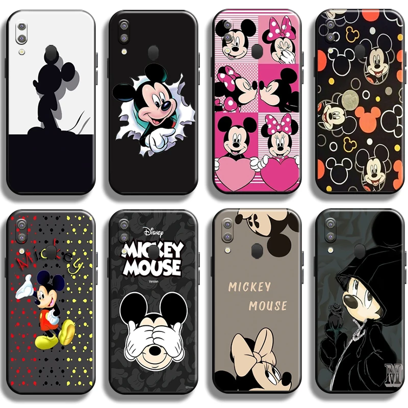 

Disney Cartoon Mickey Mouse Phone Case For Samsung Galaxy M20 Liquid Silicon Funda Back TPU Shell Full Protection Coque Cover