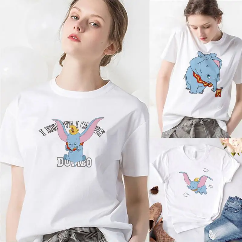 

Disney Cute Dumbo Flying T Shirt Women Loungefly Clothes Tshirt Hipster America Fashion Vacation Edgy