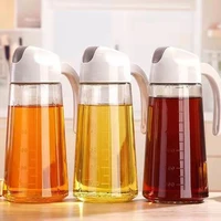 automatic opening and closing cover glass oil bottle kitchen oil control anti leakage oil pot household soy sauce vinegar bottle