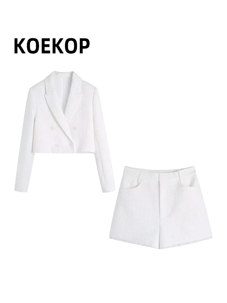 

Женский однотонный двубортный Блейзер И ВИНТАЖНЫЕ шорты