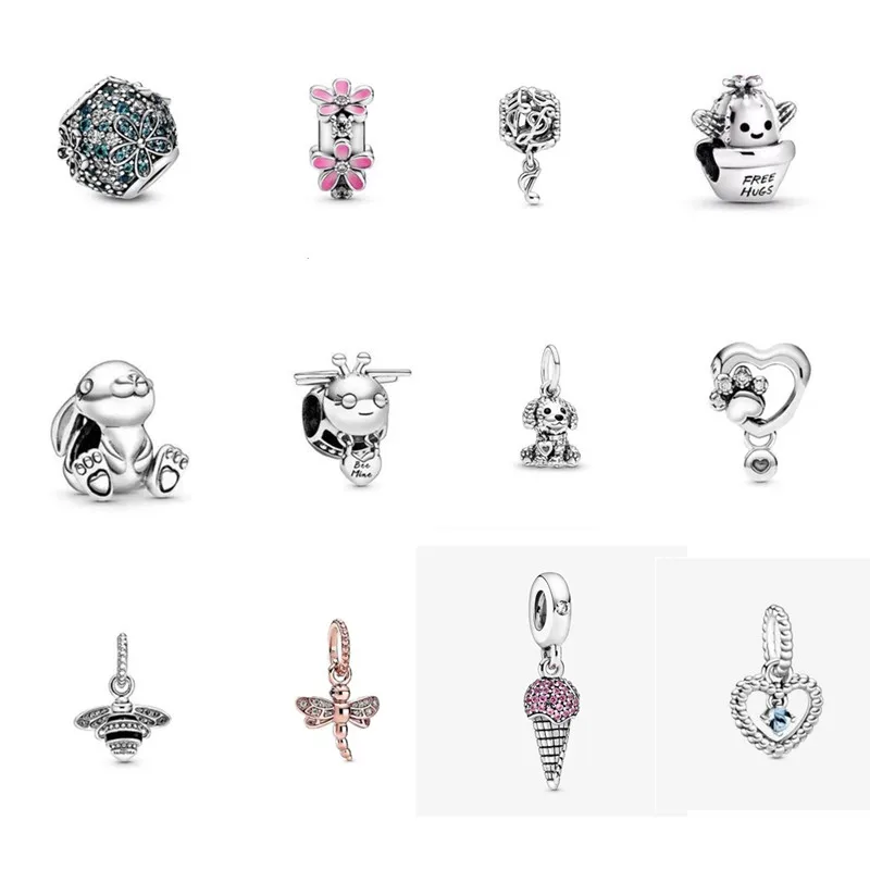 

Pave quatro folhas trevo encantos ajuste pandora pulseiras prata 925 original 2020 daisy flor granulo feminino joias diy