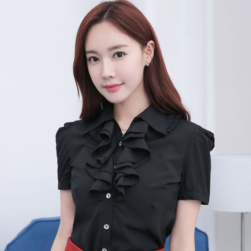 Женские Милые шифоновые блузки топ больших размеров Корейская Сексуальная