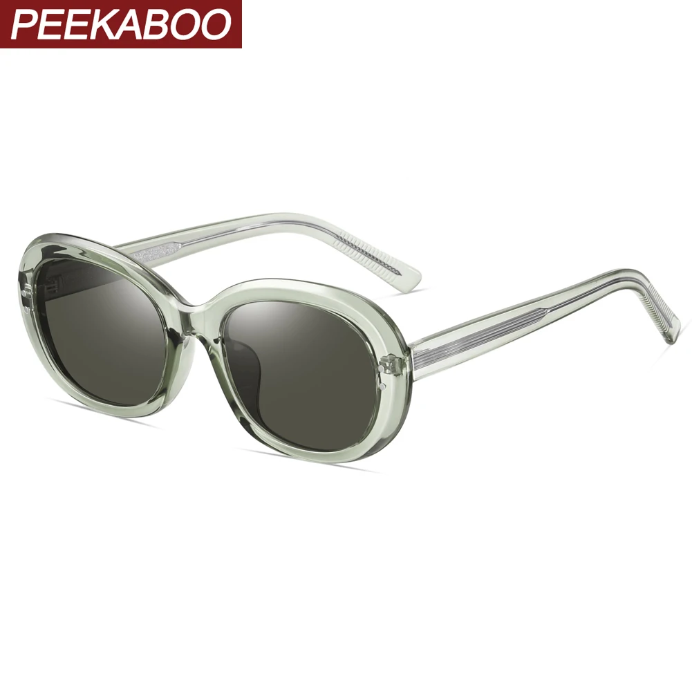 

Peekaboo черные зеленые овальные солнцезащитные очки маленькие женские TR90 мужские солнцезащитные очки поляризационные CP ацетат Весенняя петл...