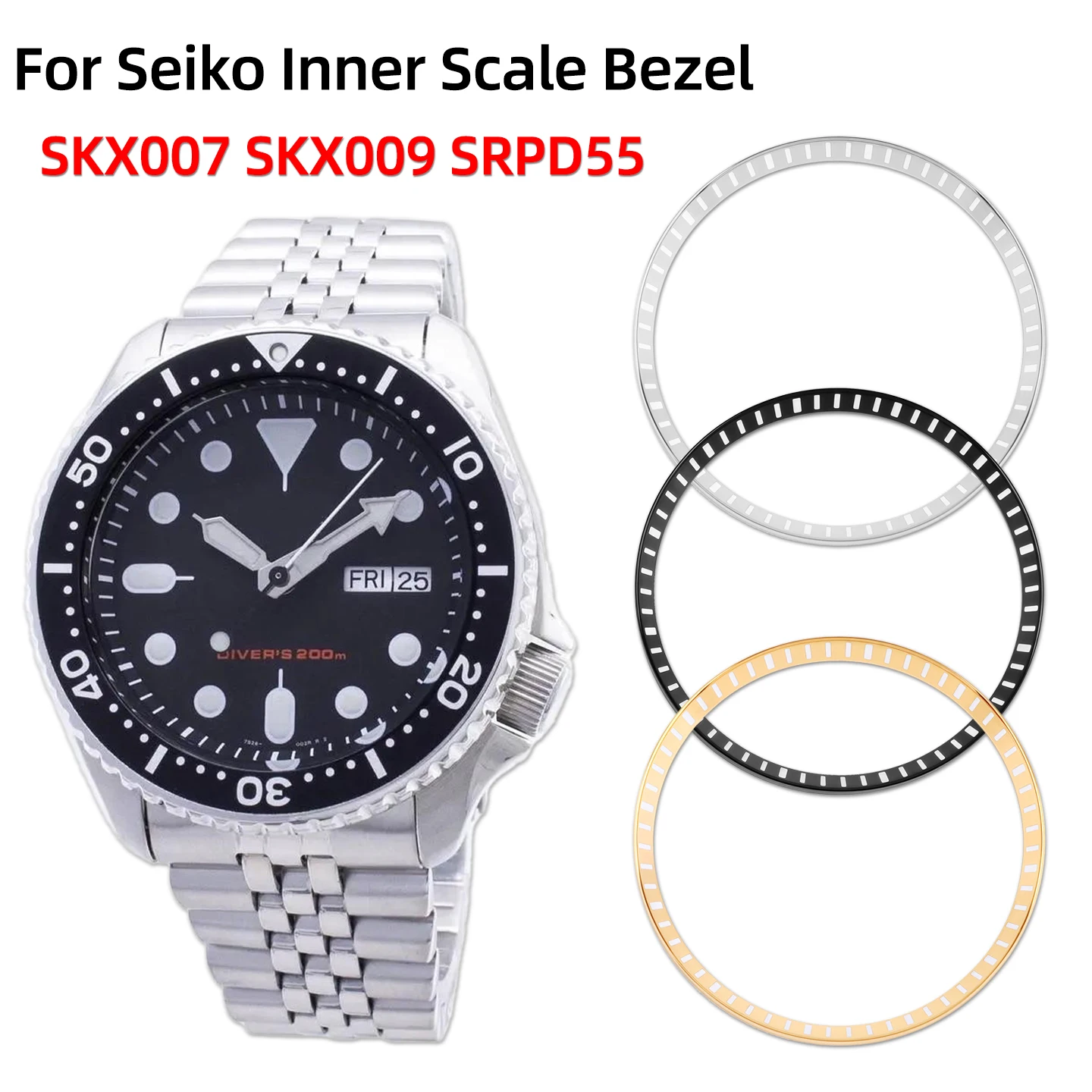 Фото Внутреннее стальное кольцо безеля 30,5 мм с разметкой для часов Seiko SKX007, SKX009, SRPD55, SRPD63 (дайверские часы), сменная деталь №1