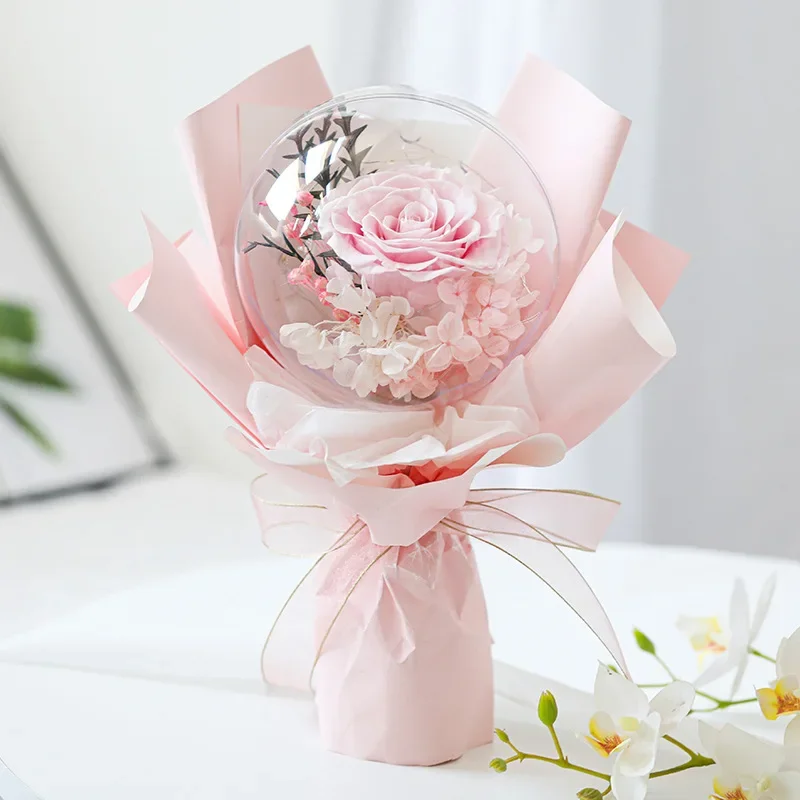 

Mothers Day Gifts 2024 Wedding Valentine Festival Novelty Gift Giant Dried Flowers Golden Touch Balloons Preserved Roses Bouquet