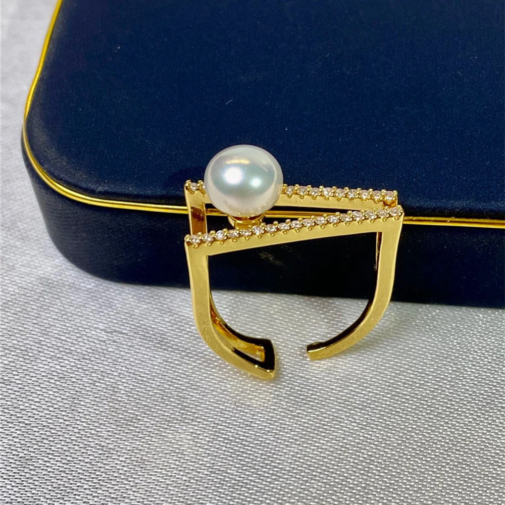 

18K Gold Filled Plated Color Adjustable Ring 100% Cultured Natural Freshwater Pearl Ring for Women Jewelry Gift Wholesale