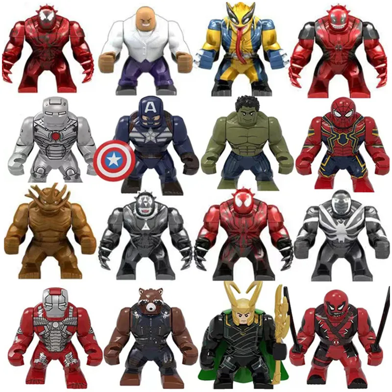 

DIsney Avengers Spider-Man Iron Man Anime Character Venom 2 Hulk Superhero Large Building Block Doll Toy Children's Gift