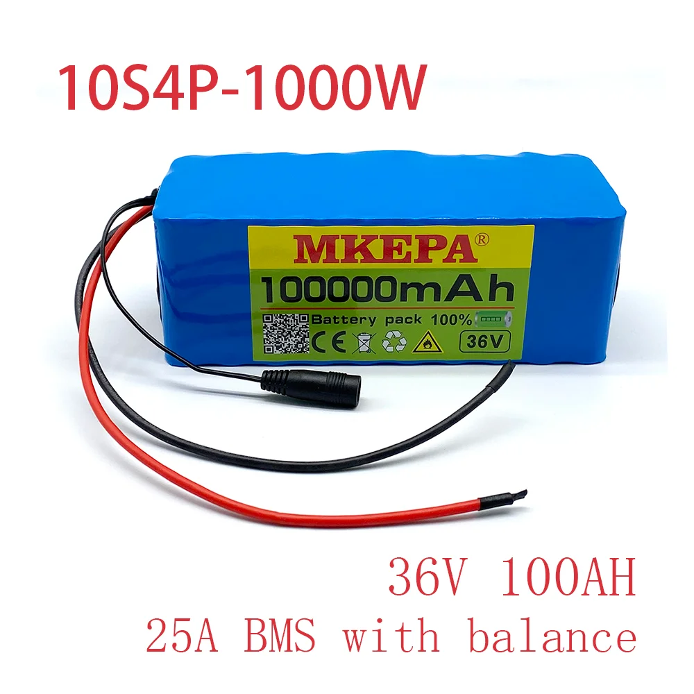 

Mkepa lithium battery 18650 10s4p 36V 100000mAh for bicycle electric vehicle 750w-w with BMS 25A