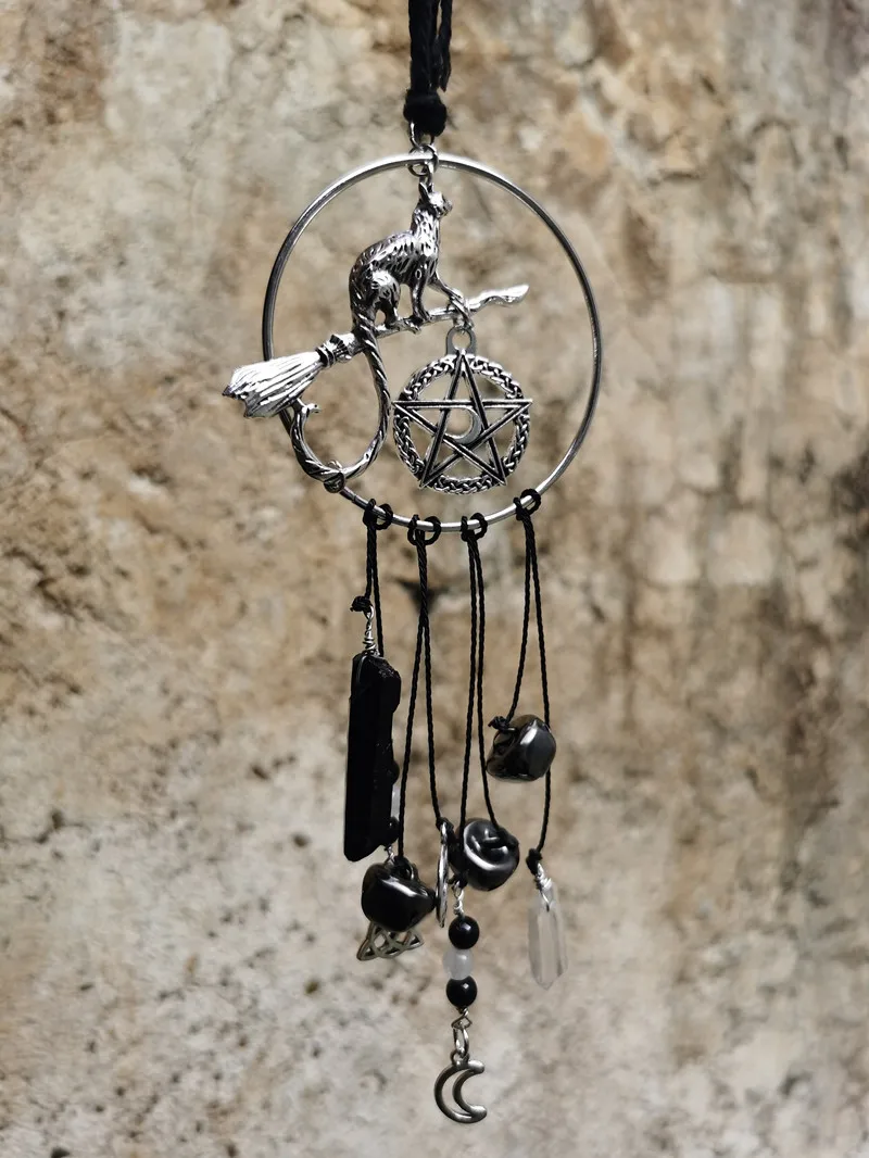 Ведьмы кошки пентаграммы колокольчики домашняя защита кот подарок для ведьмы от