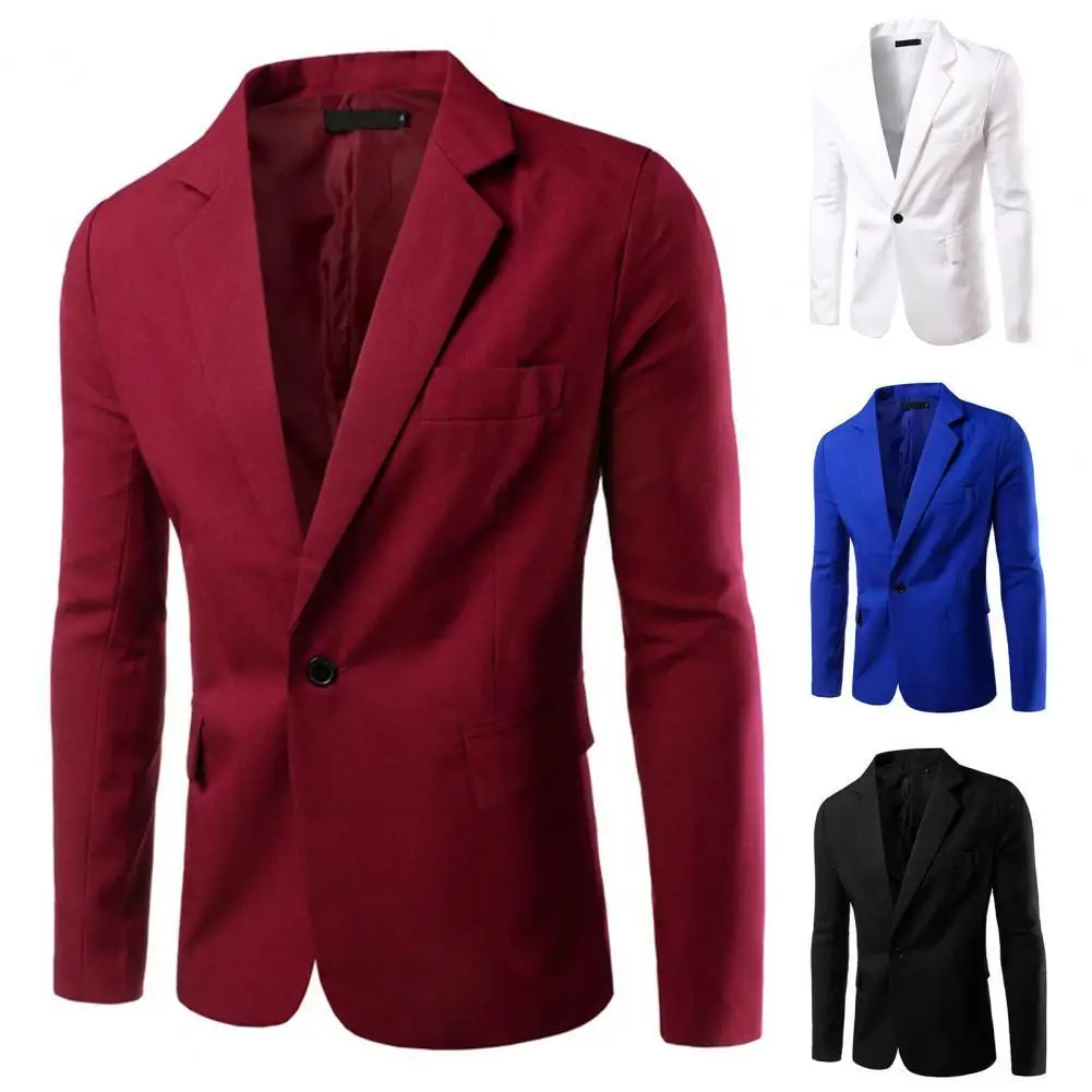 

Men Blazer Single Button Turn-down Collar Formal Plus Size Suit Coat for Work