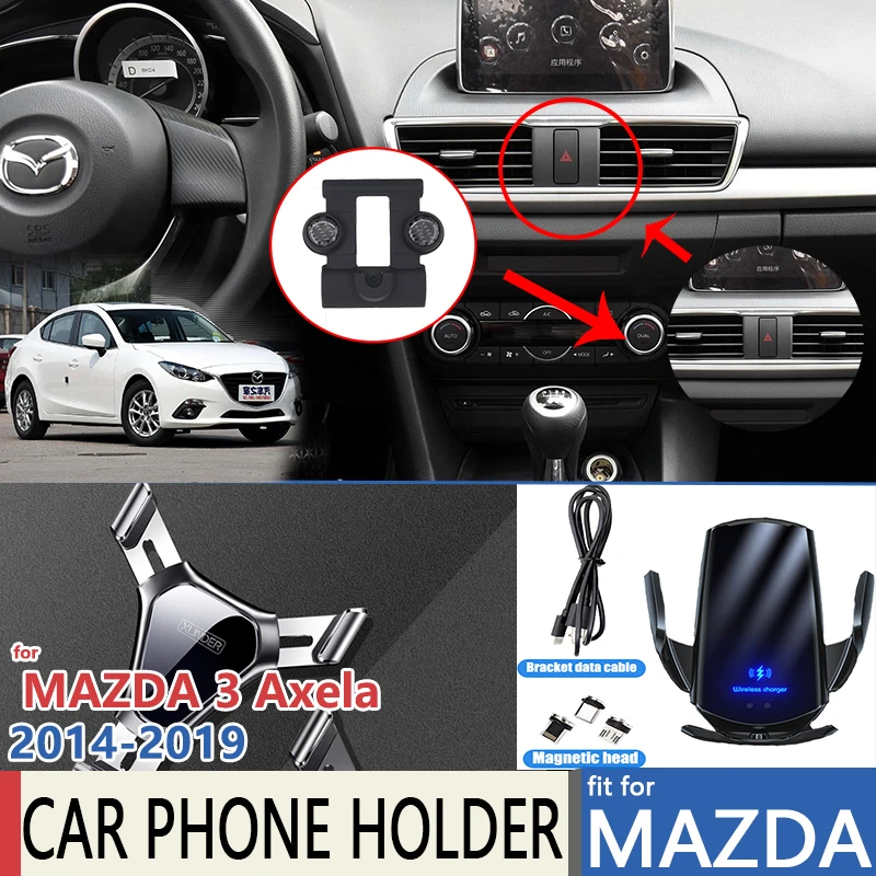 For Mazda 3 Axela BM BN MK3 2014 2015 2016 2017 2018 2019 Wireless Car Charger Mount Phone Holder GPS Gravity SmartPhone Fitting